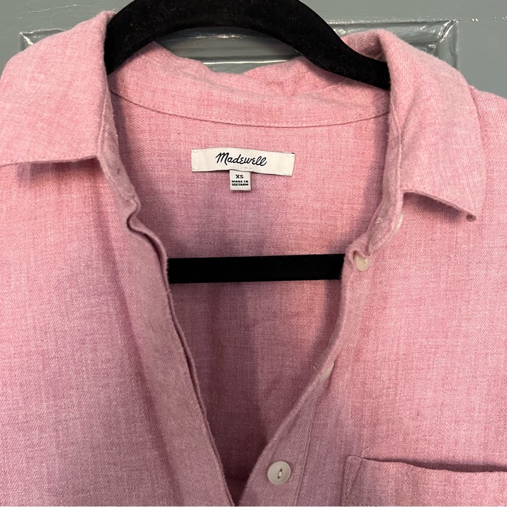 Madewell Flannel Pink Button Up With Button Back … - image 2